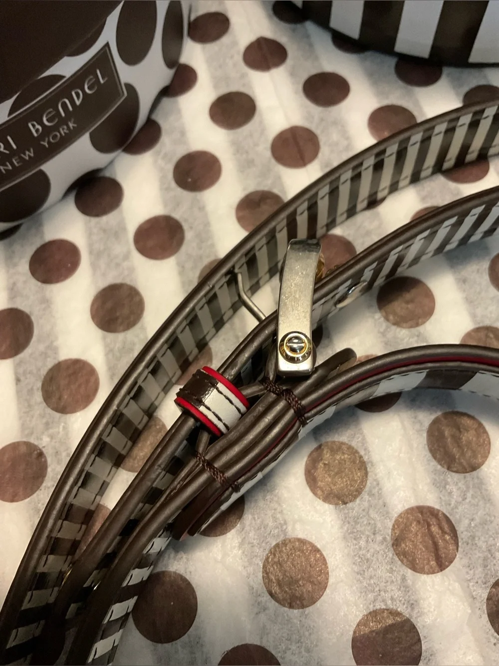 Henri Bendel Leash - Centennial Stripes with Red Trim